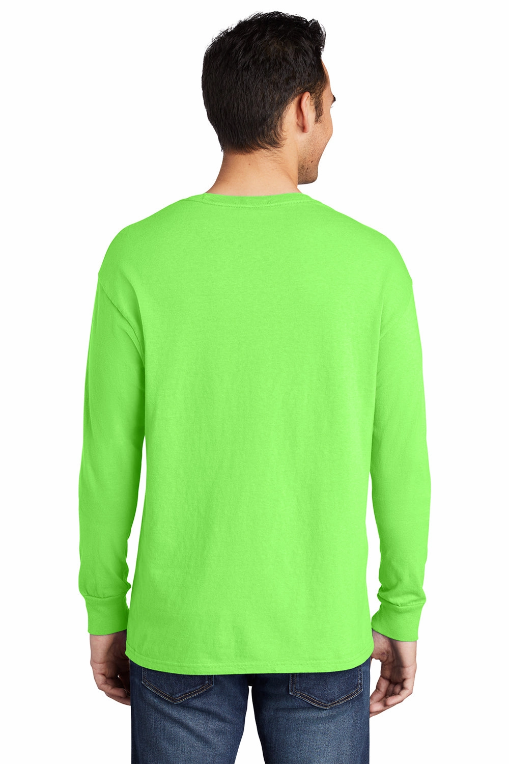 Port & Company Mens Beach Wash Long Sleeve Crewneck T-Shirt - Neon Green