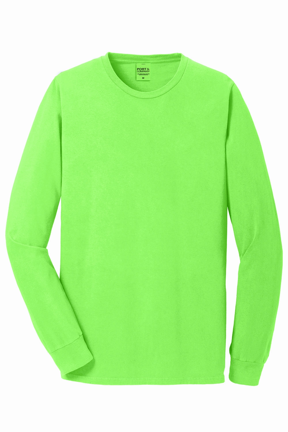 Port & Company Mens Beach Wash Long Sleeve Crewneck T-Shirt - Neon Green