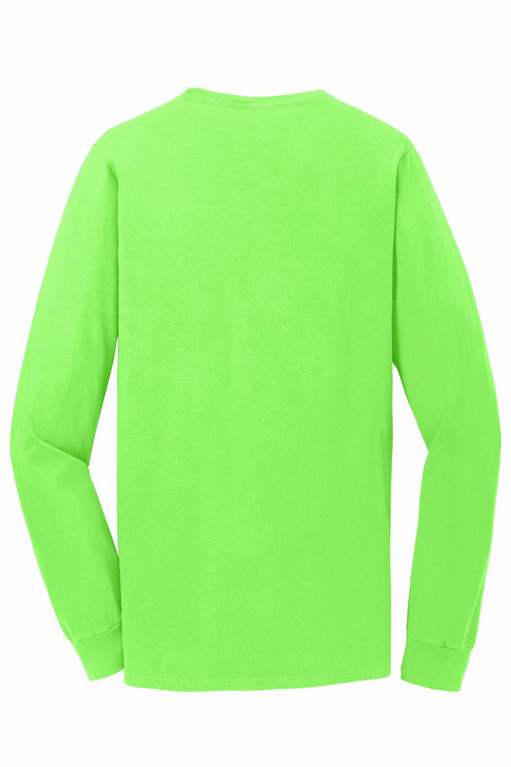 Port & Company Mens Beach Wash Long Sleeve Crewneck T-Shirt - Neon Green