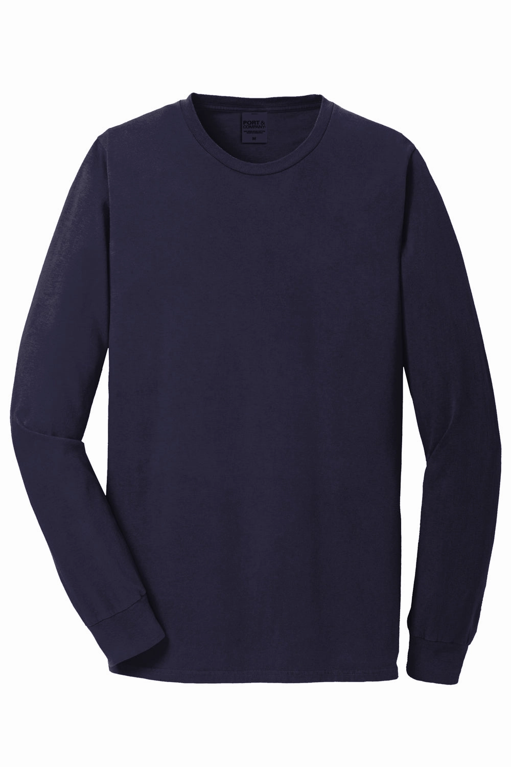 Port & Company Mens Beach Wash Long Sleeve Crewneck T-Shirt - True Navy Blue