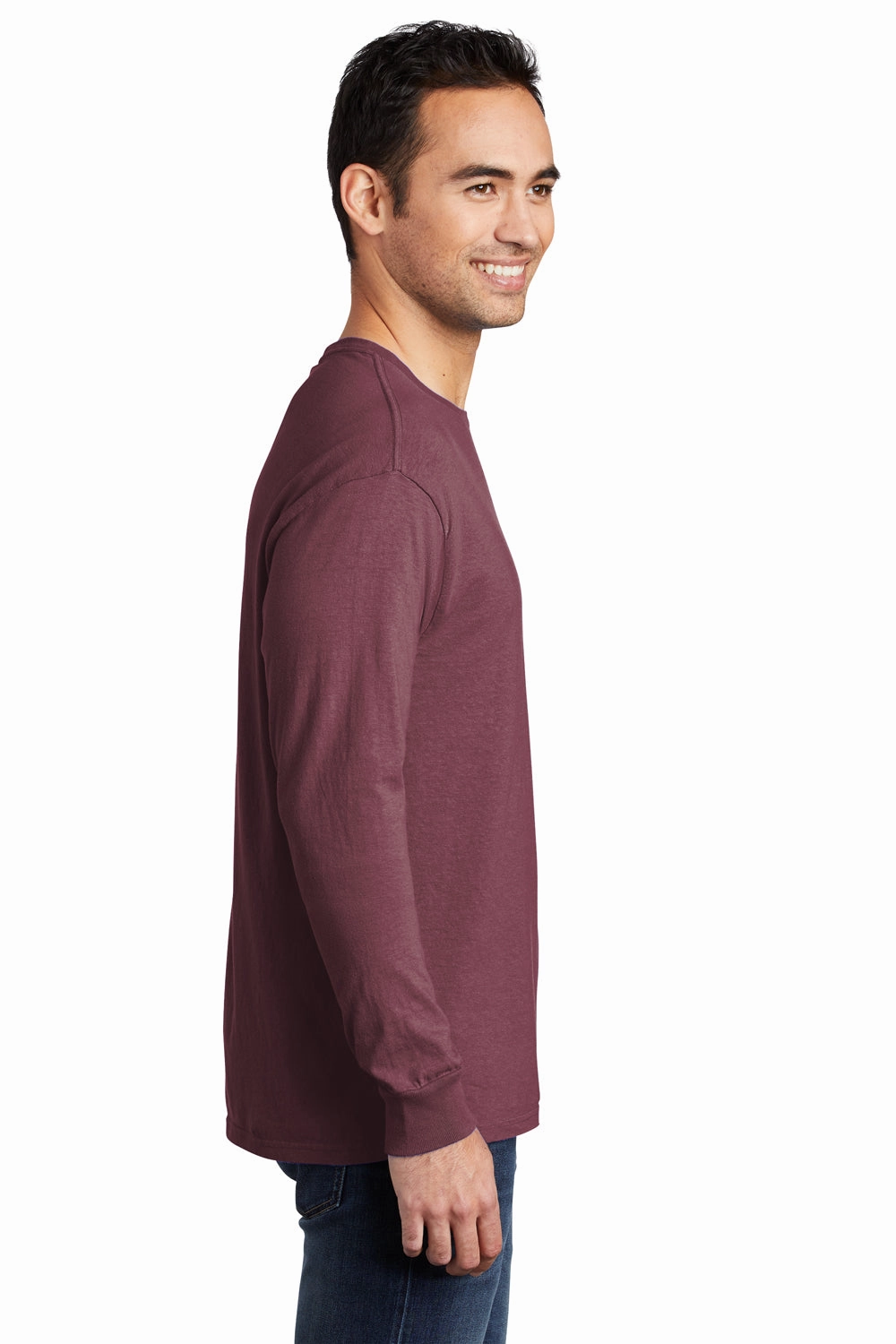 Port & Company Mens Beach Wash Long Sleeve Crewneck T-Shirt - Wineberry