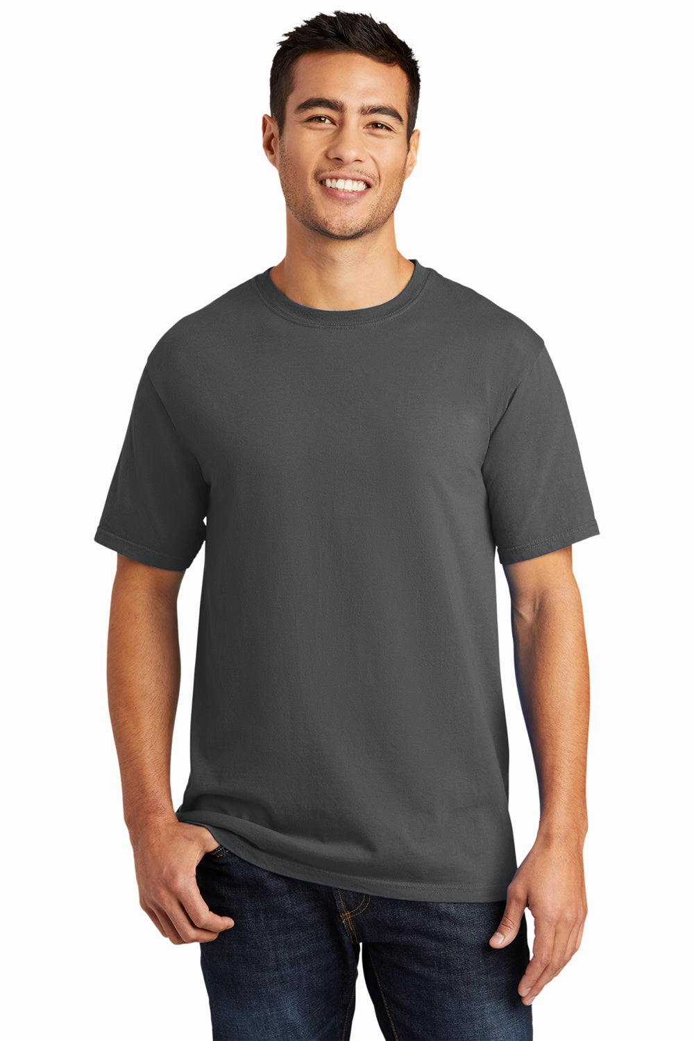 Port & Company Mens Beach Wash Short Sleeve Crewneck T-Shirt - Coal Grey
