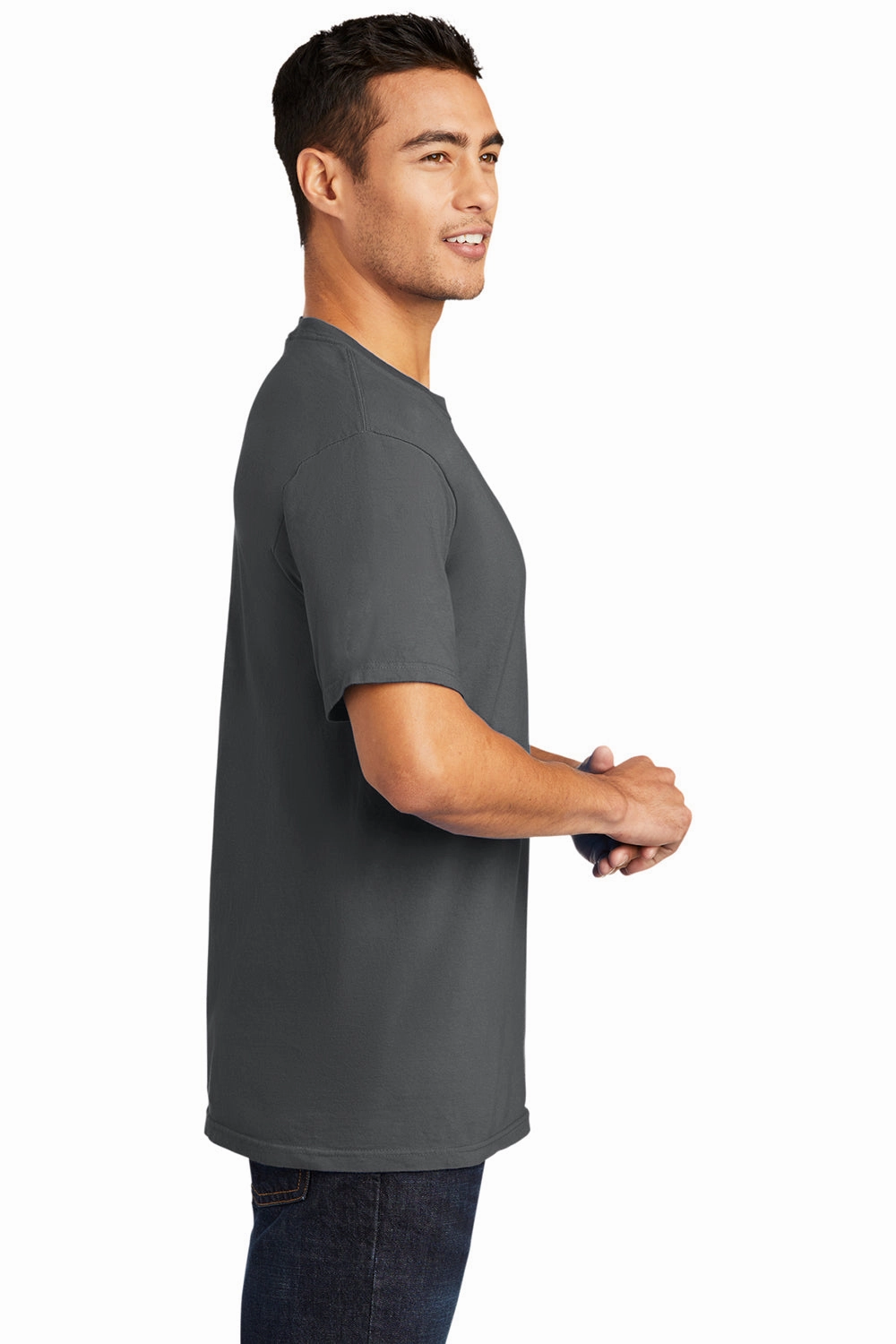 Port & Company Mens Beach Wash Short Sleeve Crewneck T-Shirt - Coal Grey