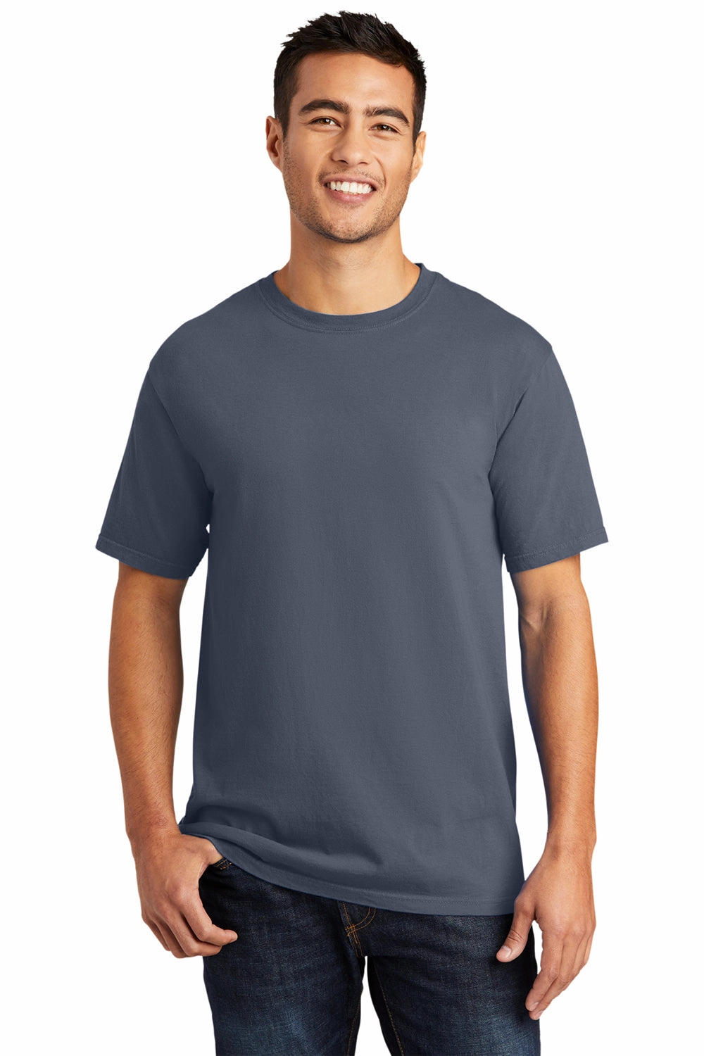Port & Company Mens Beach Wash Short Sleeve Crewneck T-Shirt - Denim Blue
