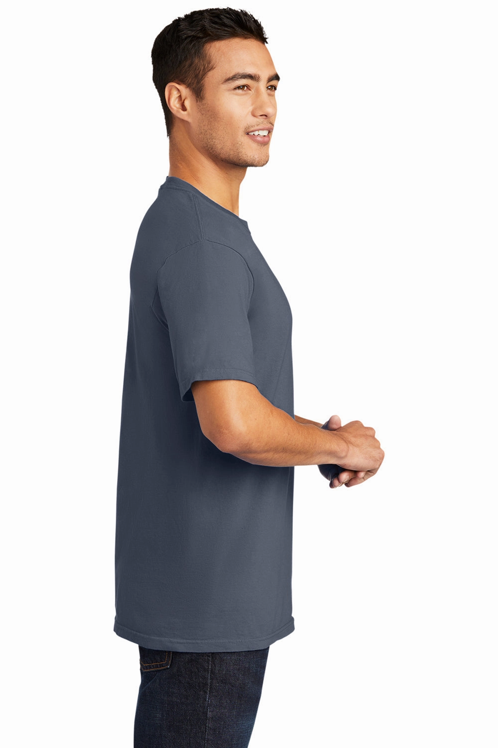 Port & Company Mens Beach Wash Short Sleeve Crewneck T-Shirt - Denim Blue