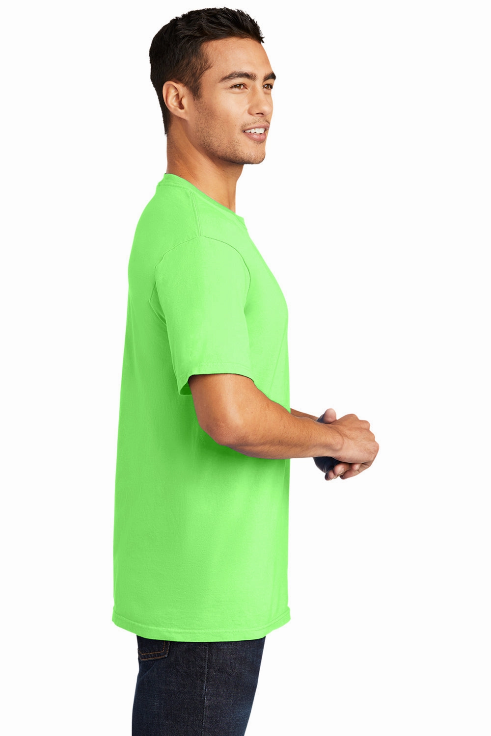 Port & Company Mens Beach Wash Short Sleeve Crewneck T-Shirt - Neon Green