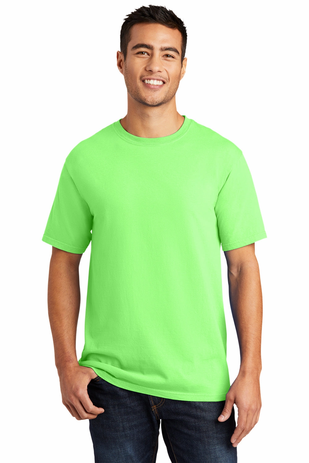 Port & Company Mens Beach Wash Short Sleeve Crewneck T-Shirt - Neon Green