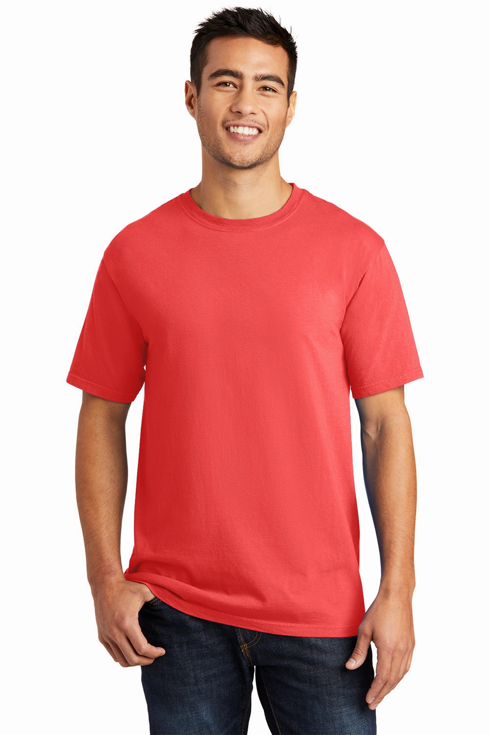 Port & Company Mens Beach Wash Short Sleeve Crewneck T-Shirt - Poppy Red