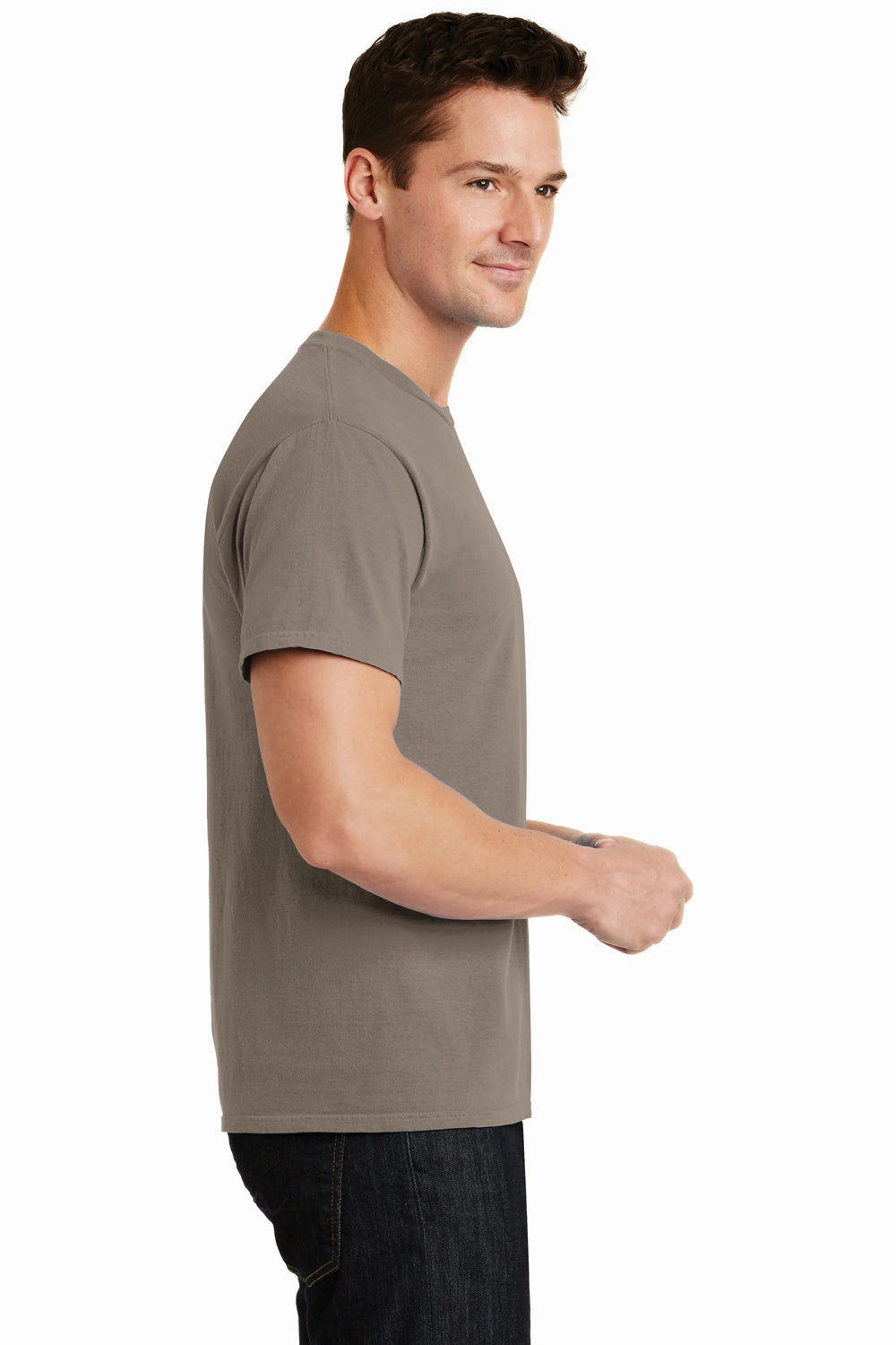 Port & Company Mens Beach Wash Short Sleeve Crewneck T-Shirt - Taupe Brown - Closeout
