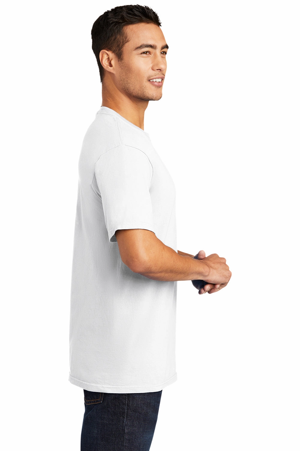 Port & Company Mens Beach Wash Short Sleeve Crewneck T-Shirt - White