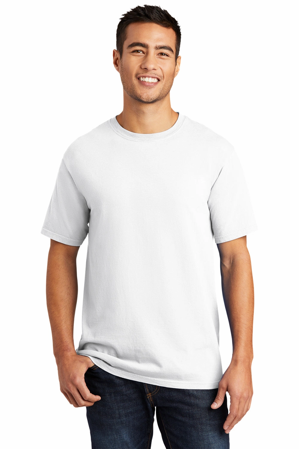 Port & Company Mens Beach Wash Short Sleeve Crewneck T-Shirt - White