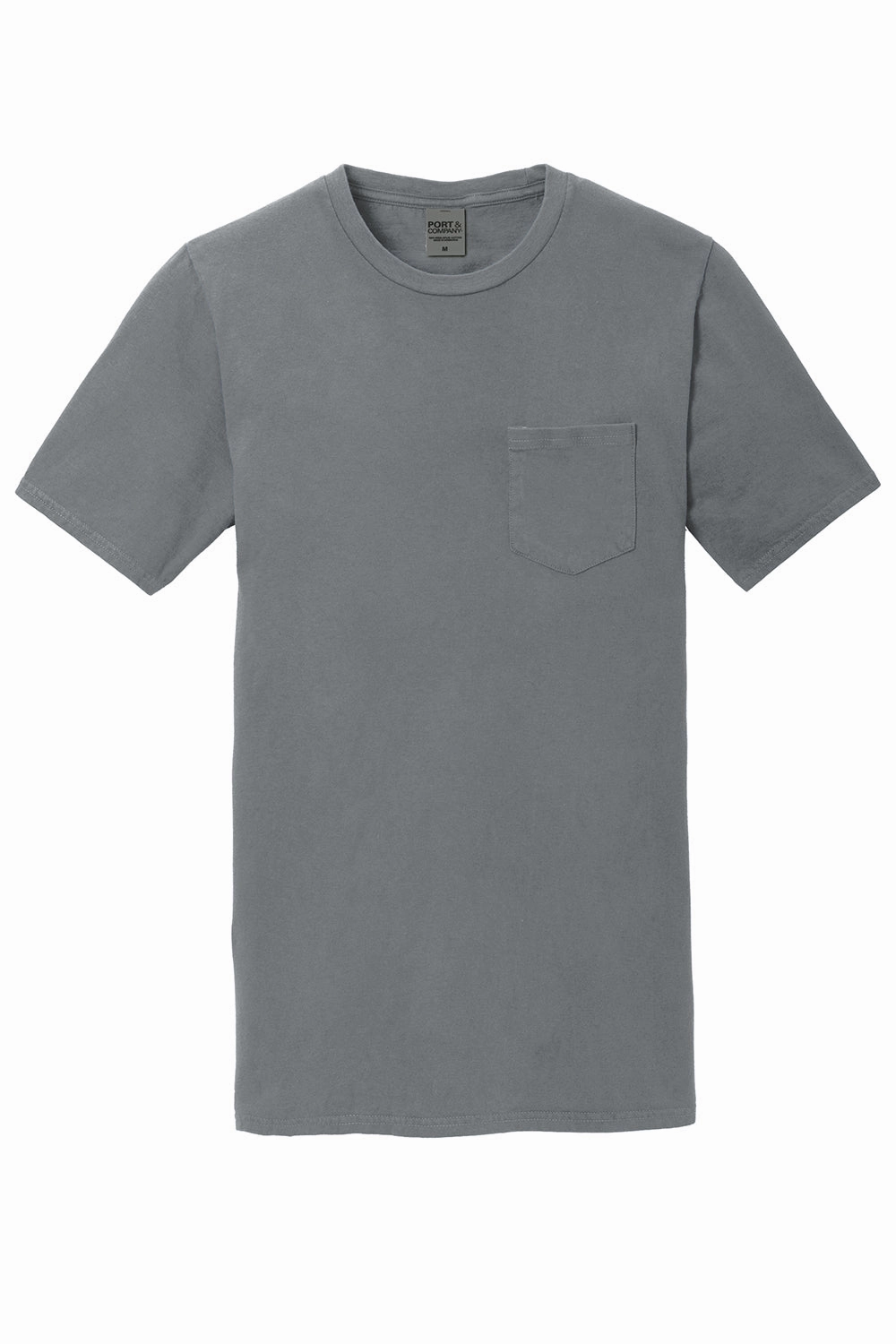 Port & Company Mens Beach Wash Short Sleeve Crewneck T-Shirt w/ Pocket - Coal Grey