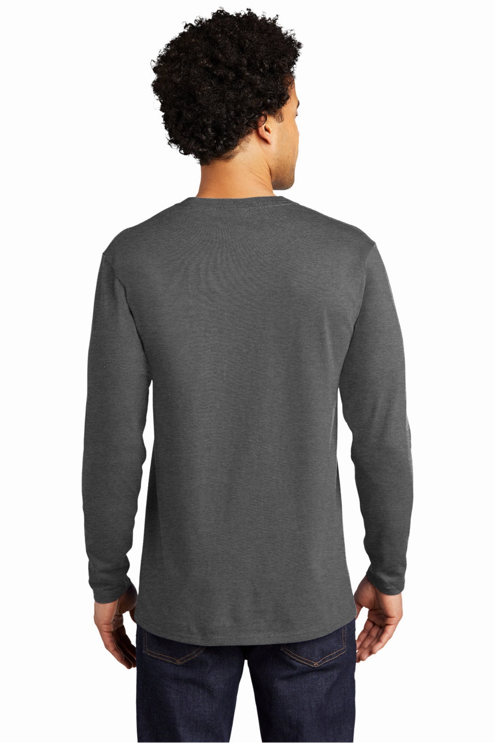 Port & Company Mens Bouncer Long Sleeve Crewneck T-Shirt - Heather Dark Grey