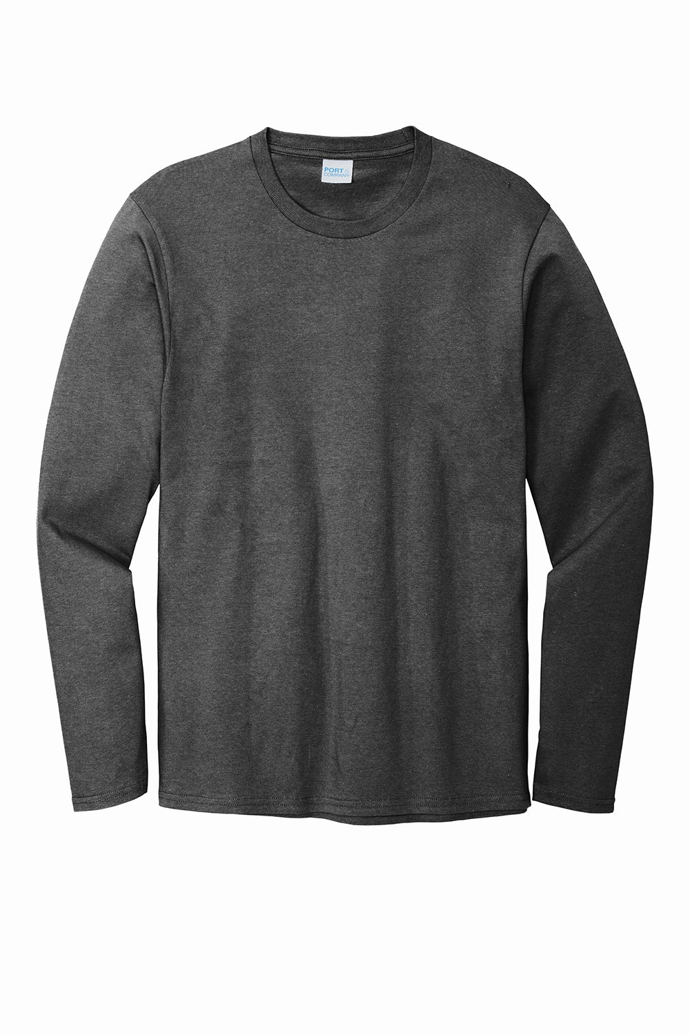 Port & Company Mens Bouncer Long Sleeve Crewneck T-Shirt - Heather Dark Grey
