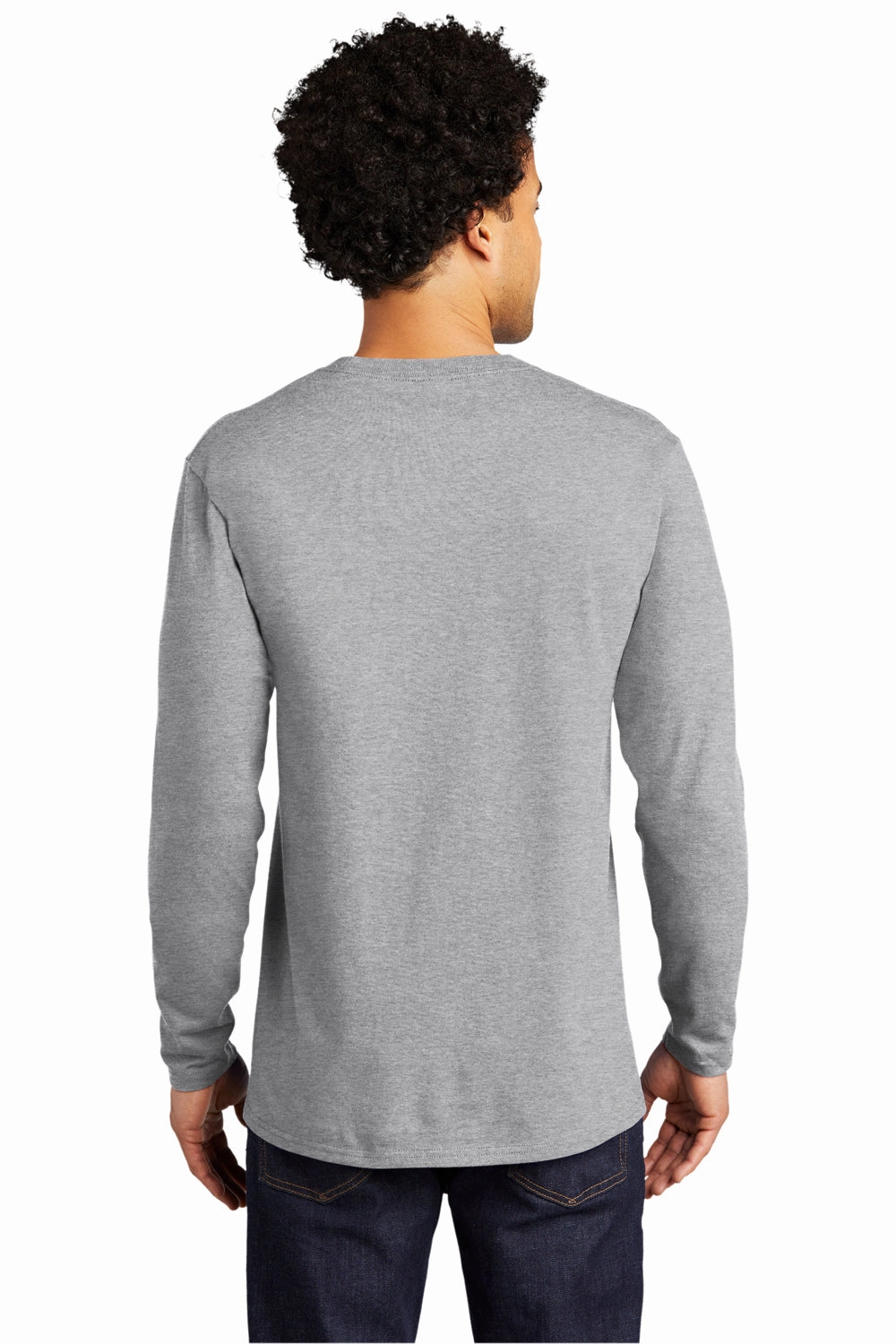 Port & Company Mens Bouncer Long Sleeve Crewneck T-Shirt - Heather Grey