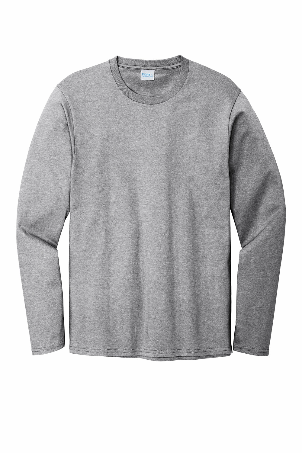Port & Company Mens Bouncer Long Sleeve Crewneck T-Shirt - Heather Grey