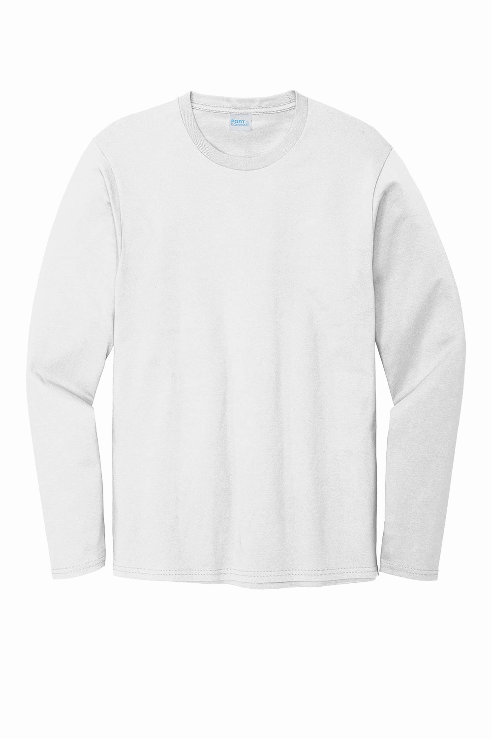 Port & Company Mens Bouncer Long Sleeve Crewneck T-Shirt - White