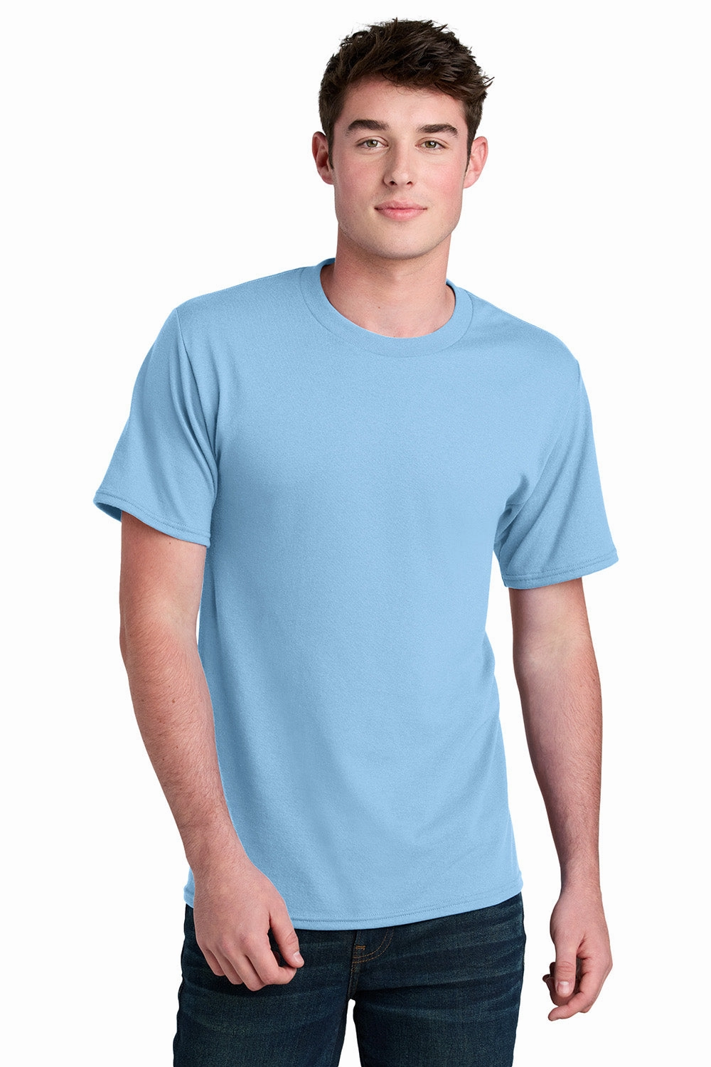 Port & Company Mens Core Blend Recycled Short Sleeve Crewneck T-Shirt - Light Blue