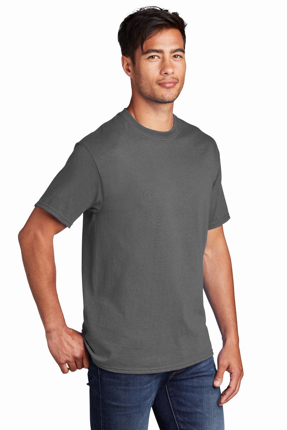 Port & Company Mens Core Cotton DTG Short Sleeve Crewneck T-Shirt - Charcoal Grey