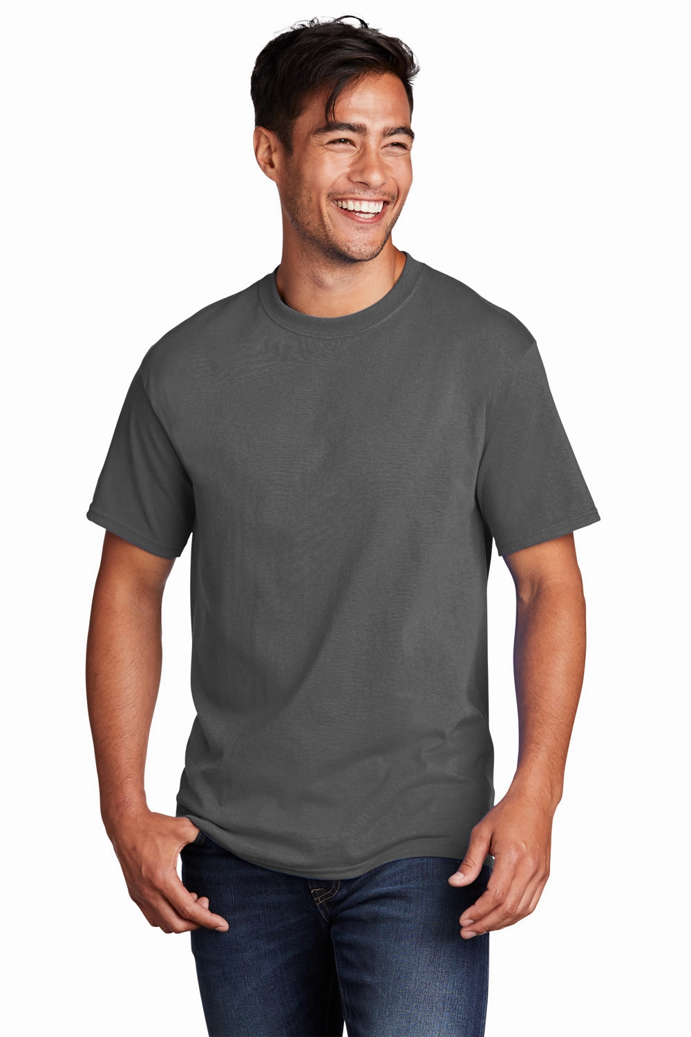 Port & Company Mens Core Cotton DTG Short Sleeve Crewneck T-Shirt - Charcoal Grey