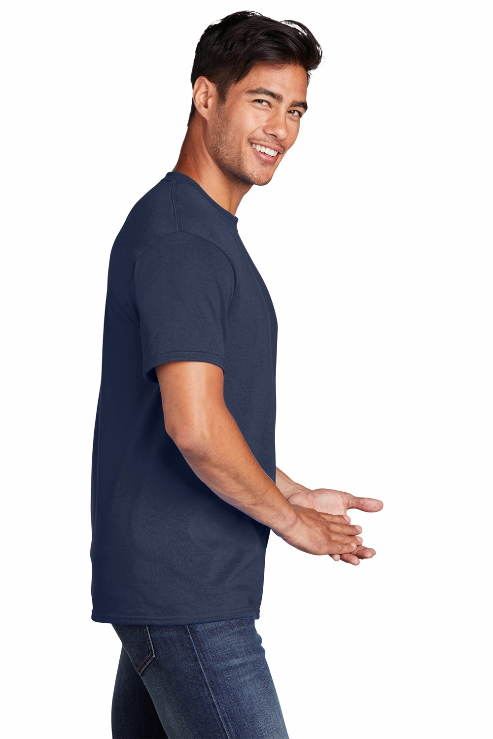 Port & Company Mens Core Cotton DTG Short Sleeve Crewneck T-Shirt - Navy Blue