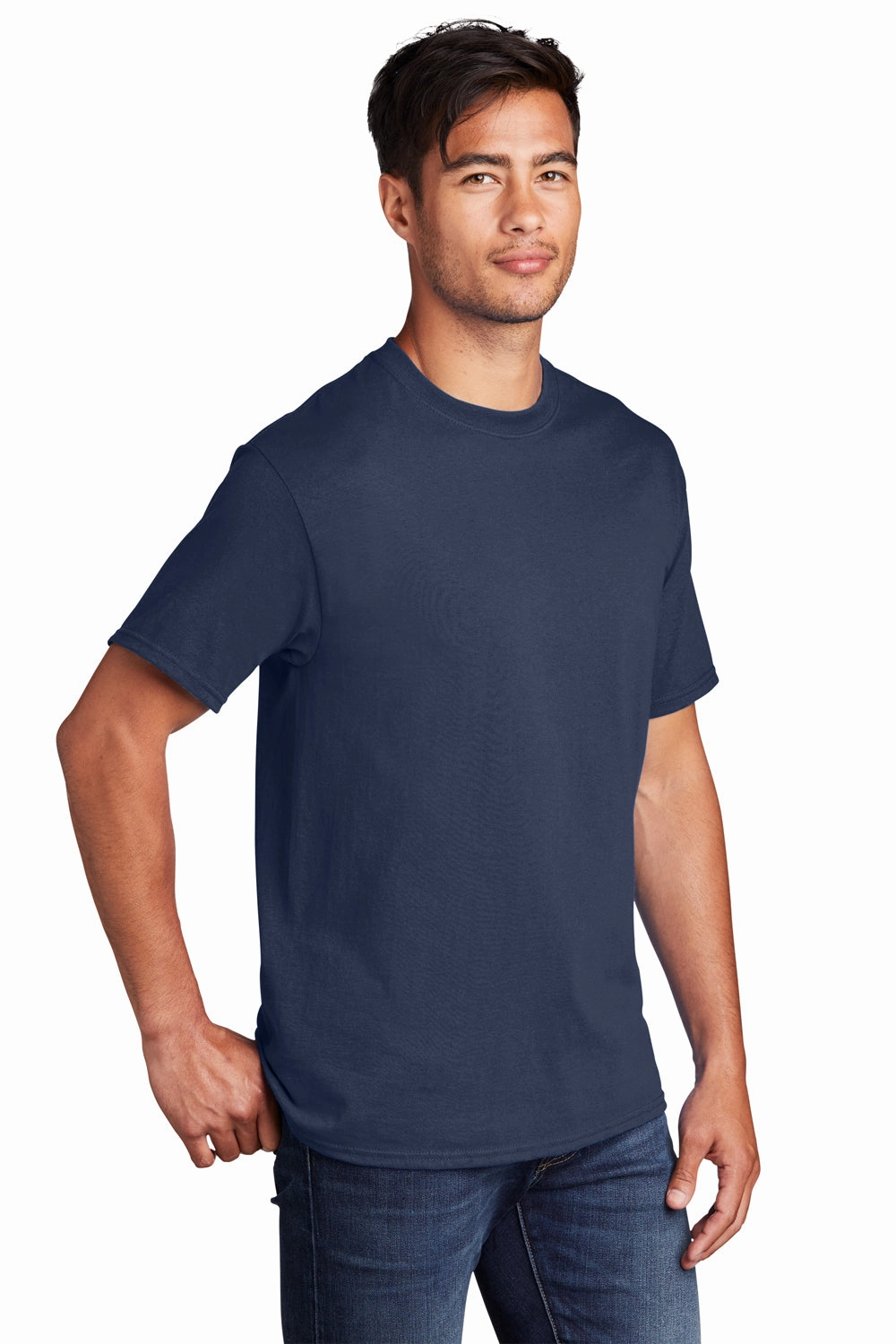 Port & Company Mens Core Cotton DTG Short Sleeve Crewneck T-Shirt - Navy Blue