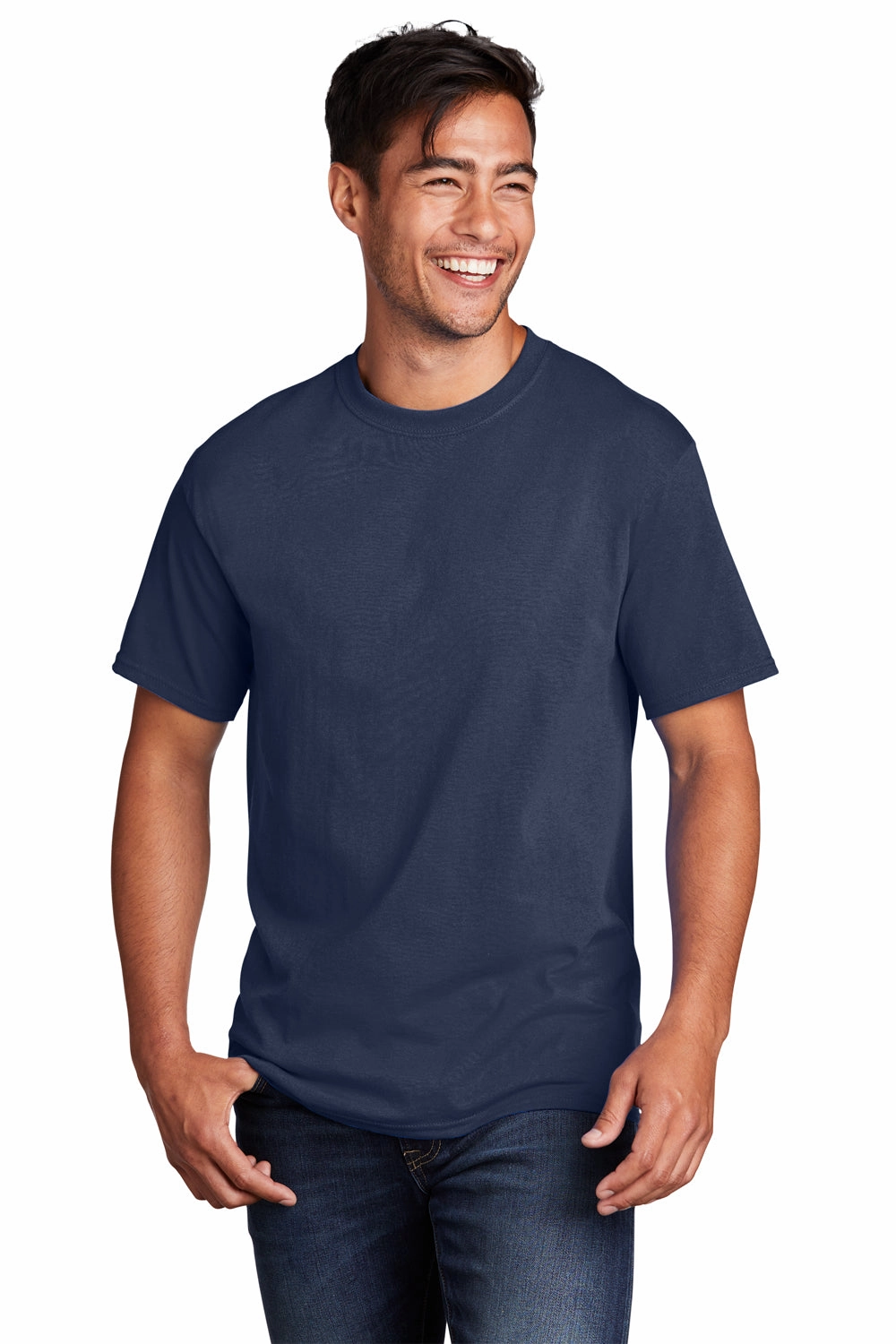 Port & Company Mens Core Cotton DTG Short Sleeve Crewneck T-Shirt - Navy Blue