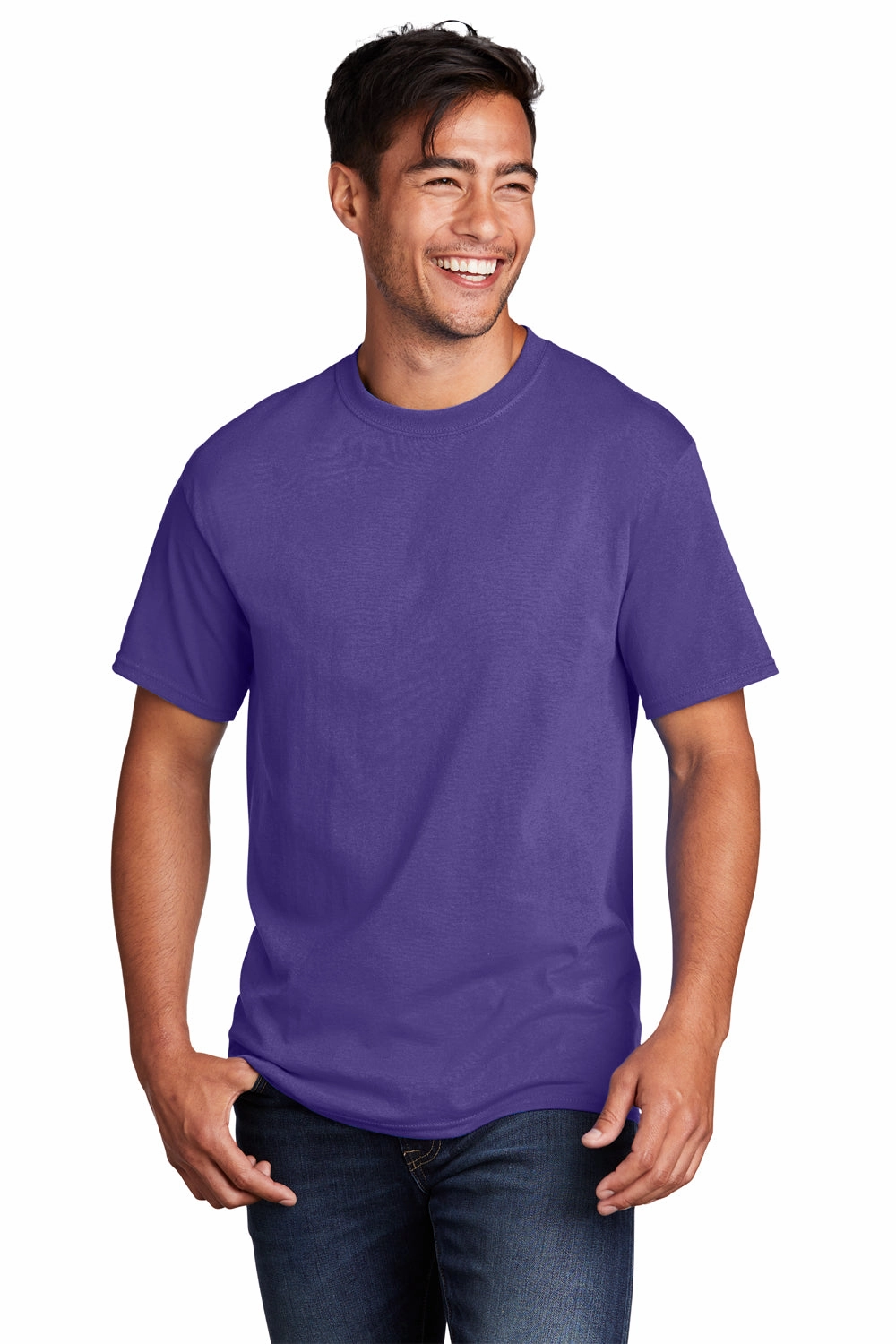 Port & Company Mens Core Cotton DTG Short Sleeve Crewneck T-Shirt - Purple