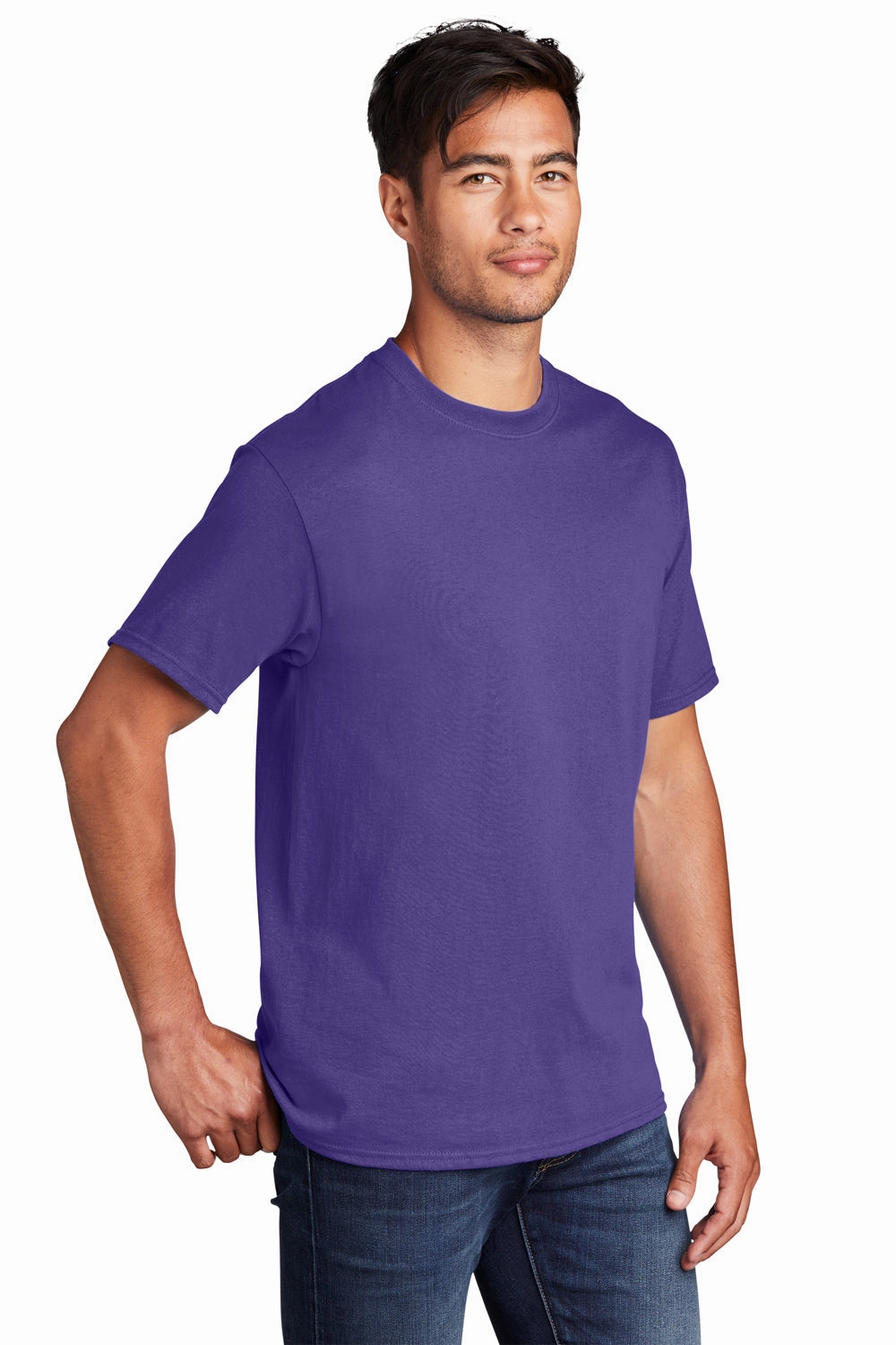 Port & Company Mens Core Cotton DTG Short Sleeve Crewneck T-Shirt - Purple