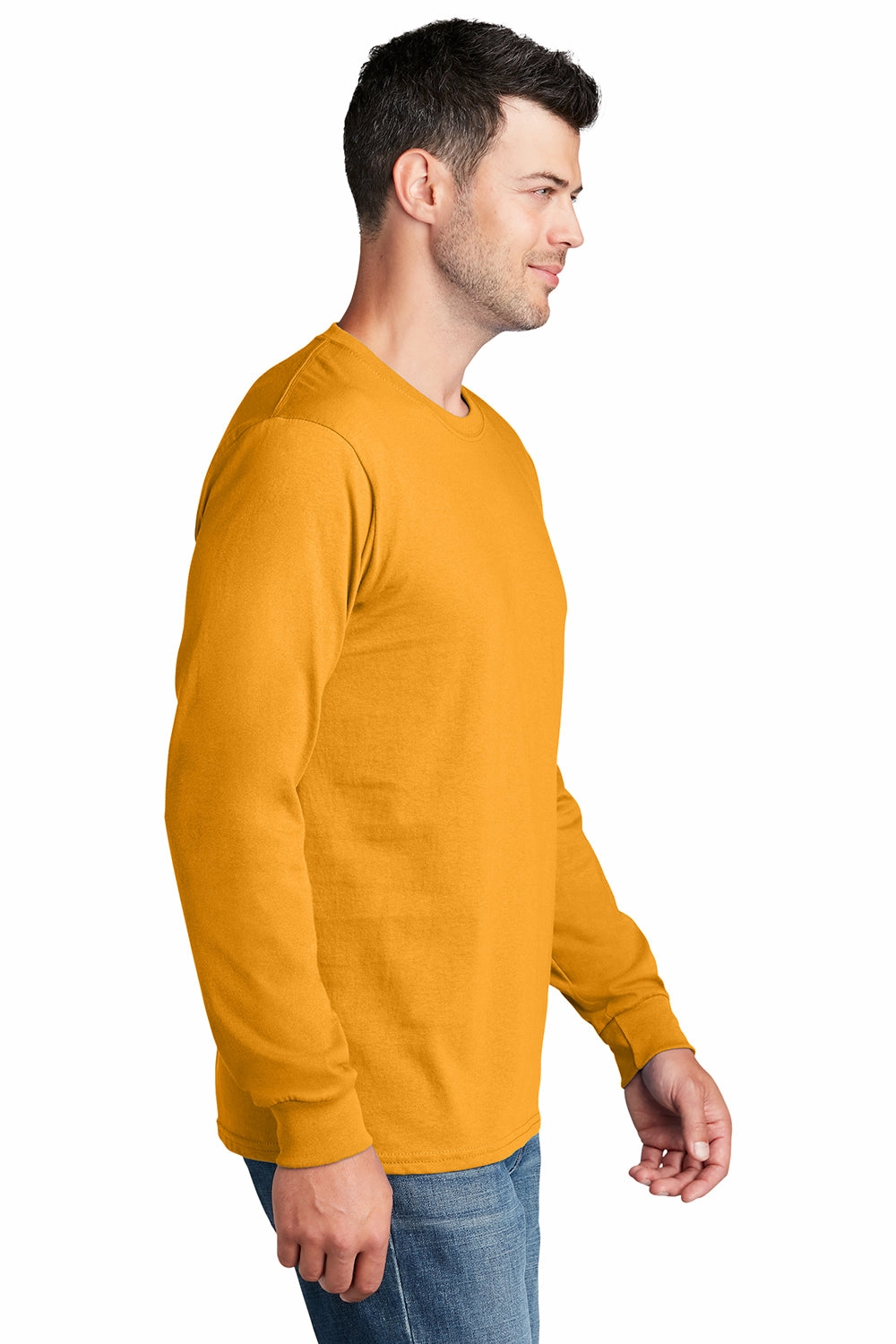 Port & Company Mens Core Long Sleeve Crewneck T-Shirt - Gold