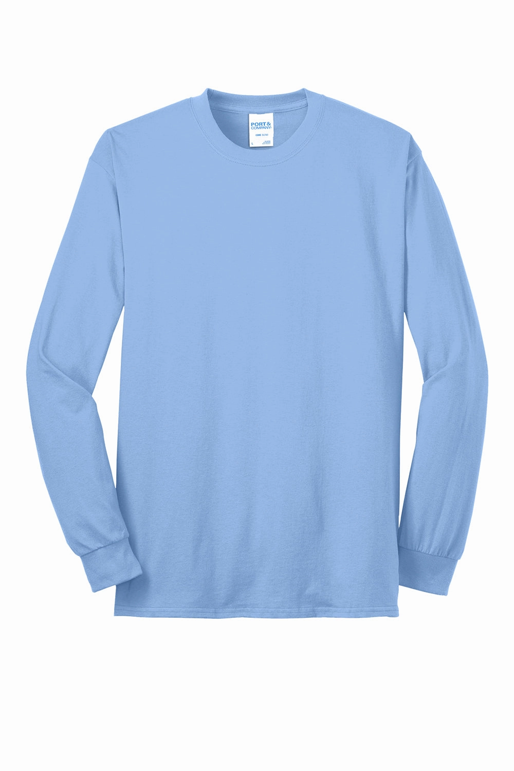 Port & Company Mens Core Long Sleeve Crewneck T-Shirt - Light Blue