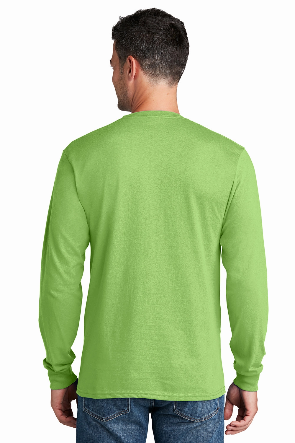 Port & Company Mens Core Long Sleeve Crewneck T-Shirt - Lime Green