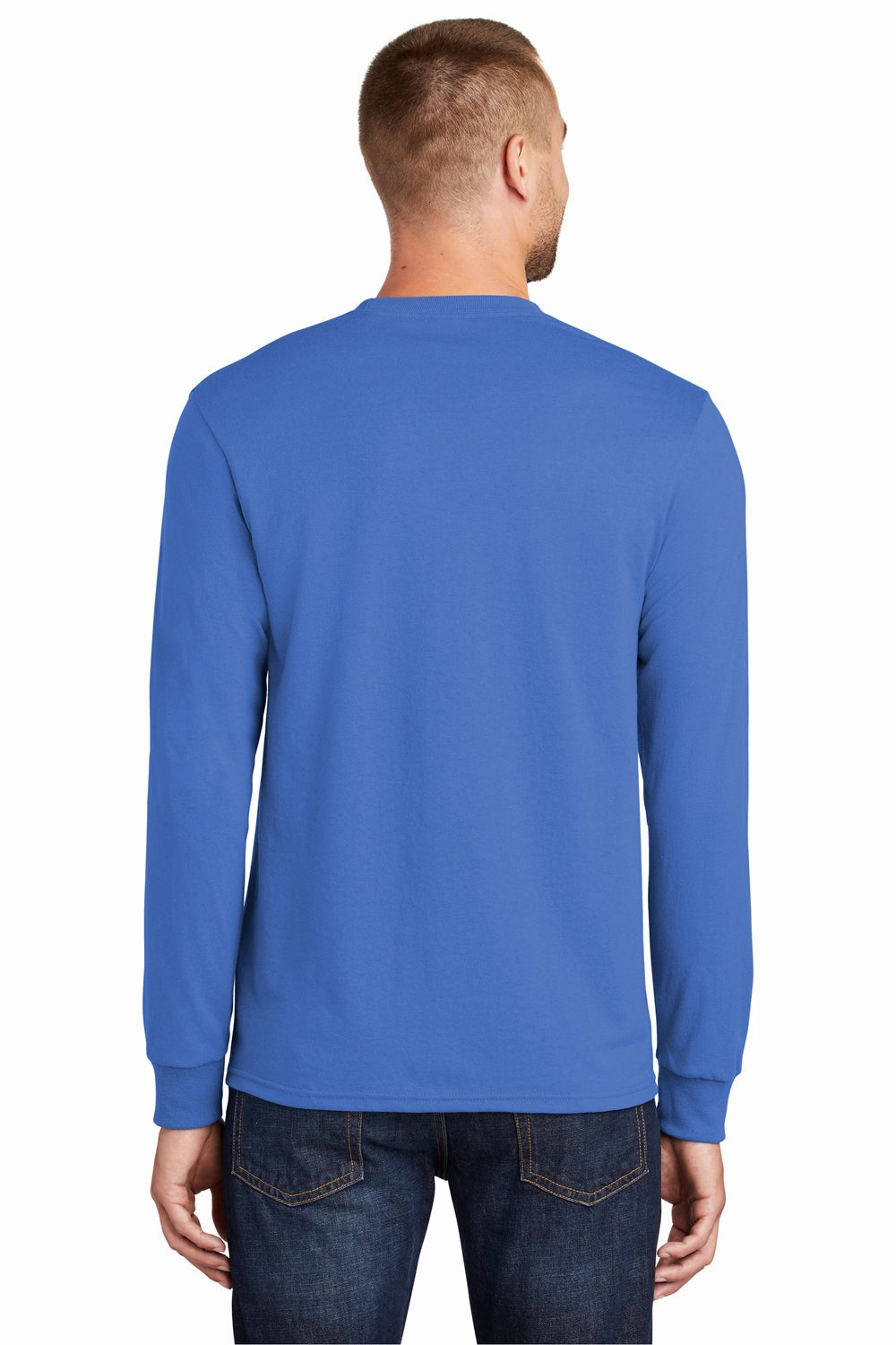 Port & Company Mens Core Long Sleeve Crewneck T-Shirt - Royal Blue