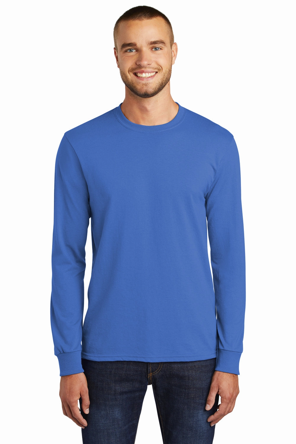 Port & Company Mens Core Long Sleeve Crewneck T-Shirt - Royal Blue