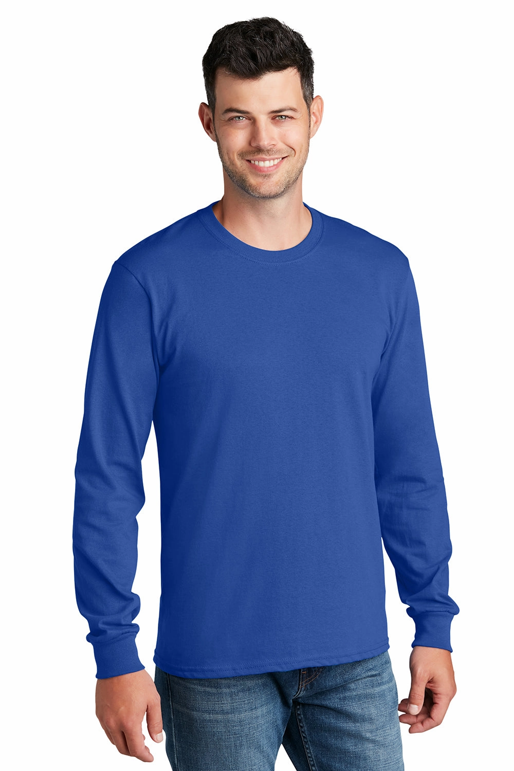 Port & Company Mens Core Long Sleeve Crewneck T-Shirt - Royal Blue