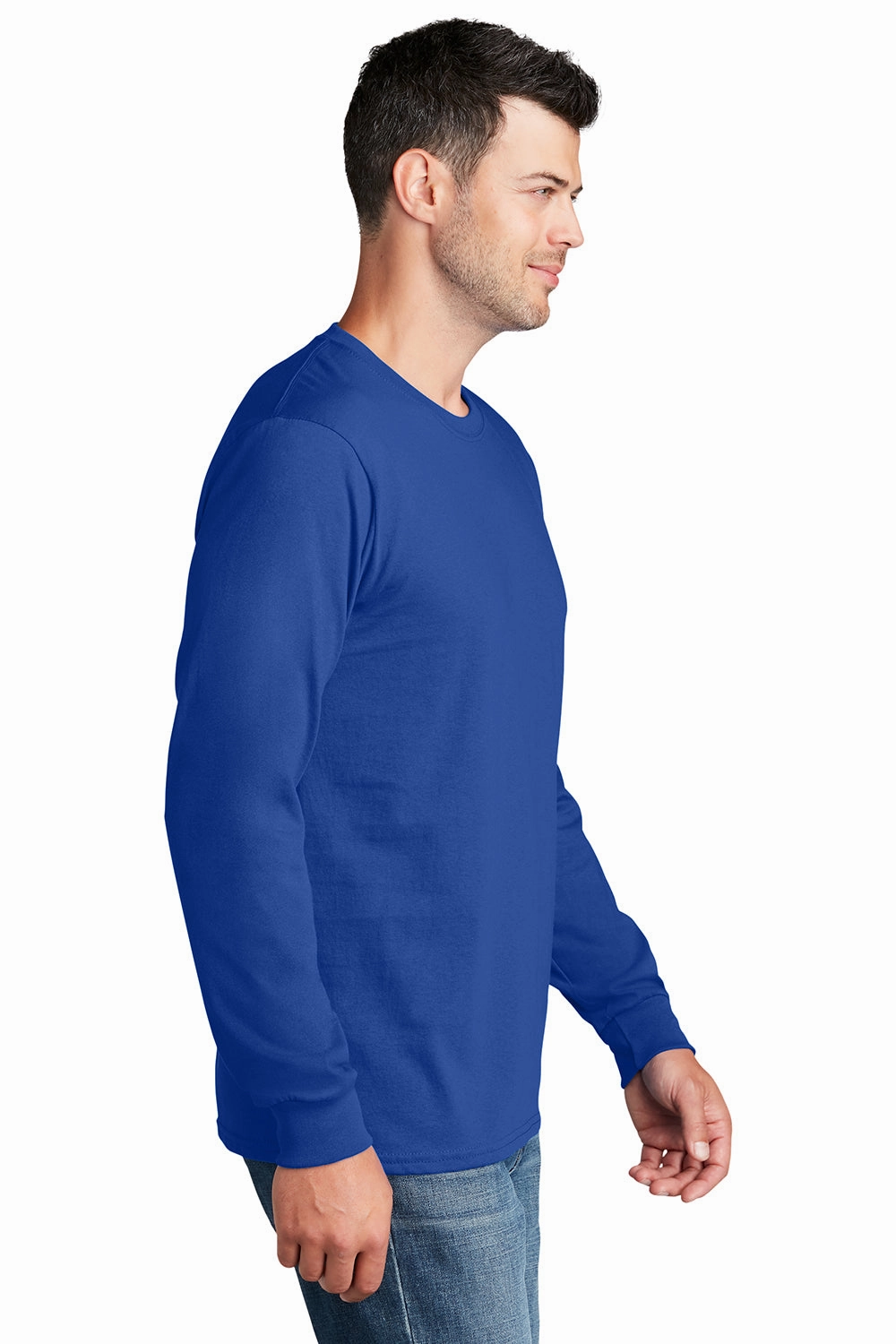 Port & Company Mens Core Long Sleeve Crewneck T-Shirt - Royal Blue