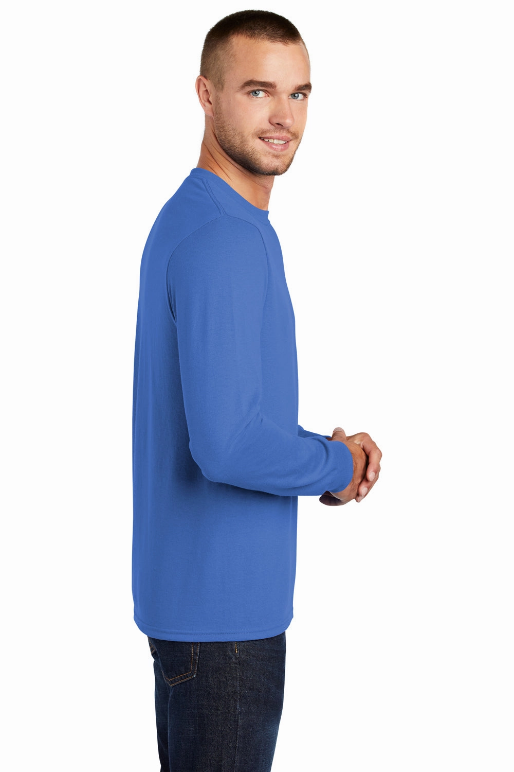 Port & Company Mens Core Long Sleeve Crewneck T-Shirt - Royal Blue
