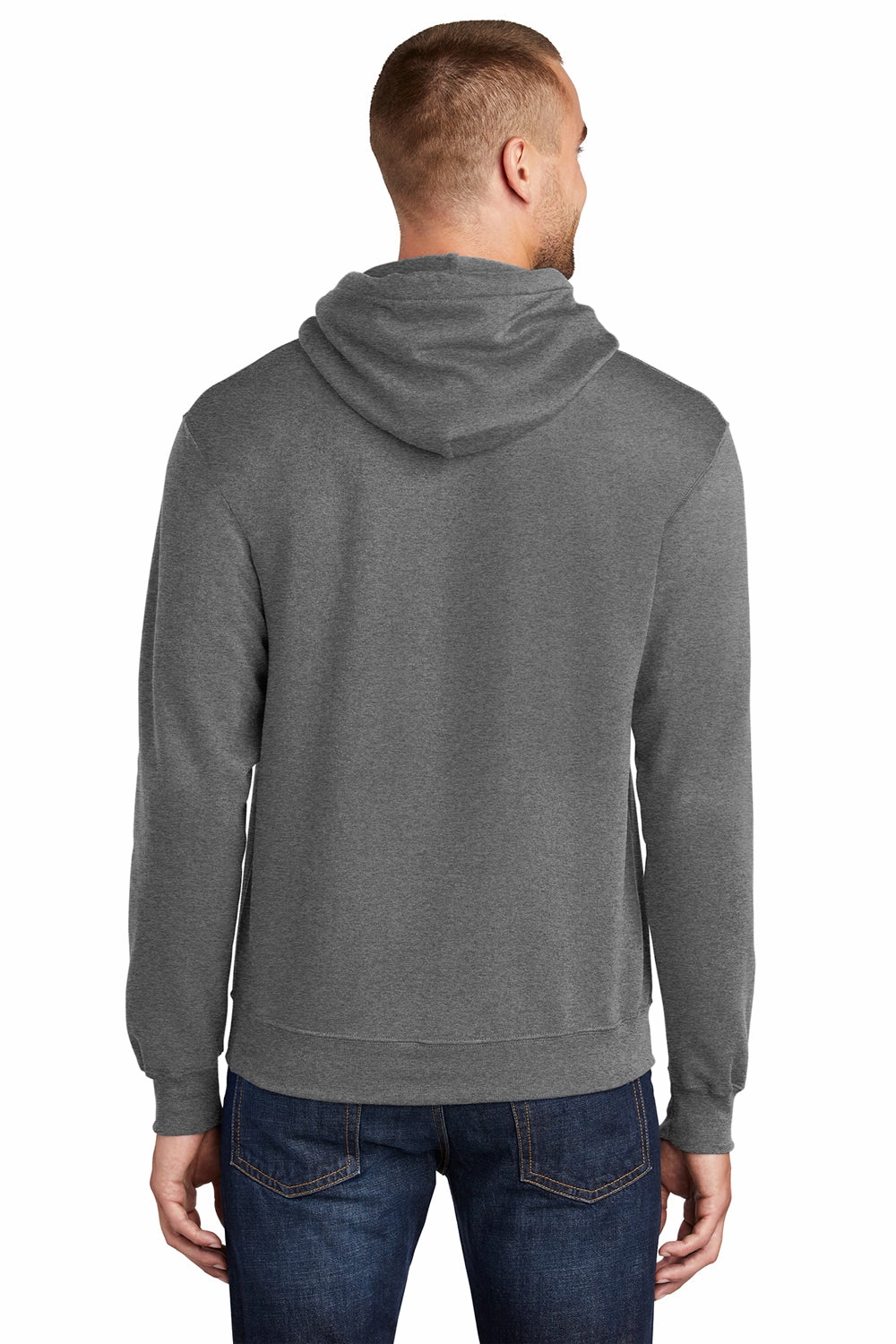 Port & Company Mens Core Pill Resistant Fleece Hooded Sweatshirt Hoodie w/ Pouch Pocket - Heather Graphite Grey