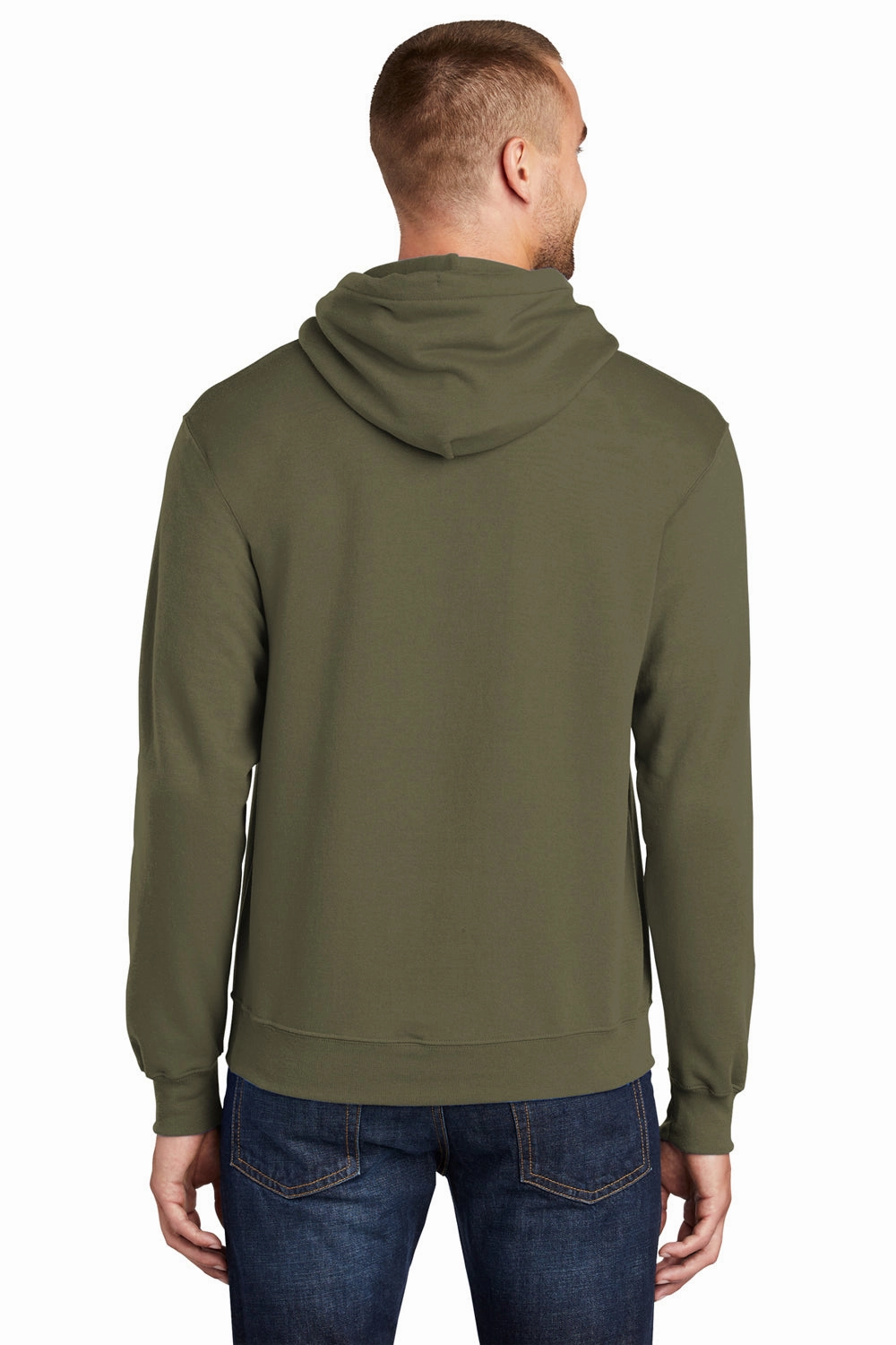Port & Company Mens Core Pill Resistant Fleece Hooded Sweatshirt Hoodie w/ Pouch Pocket - Olive Drab Green