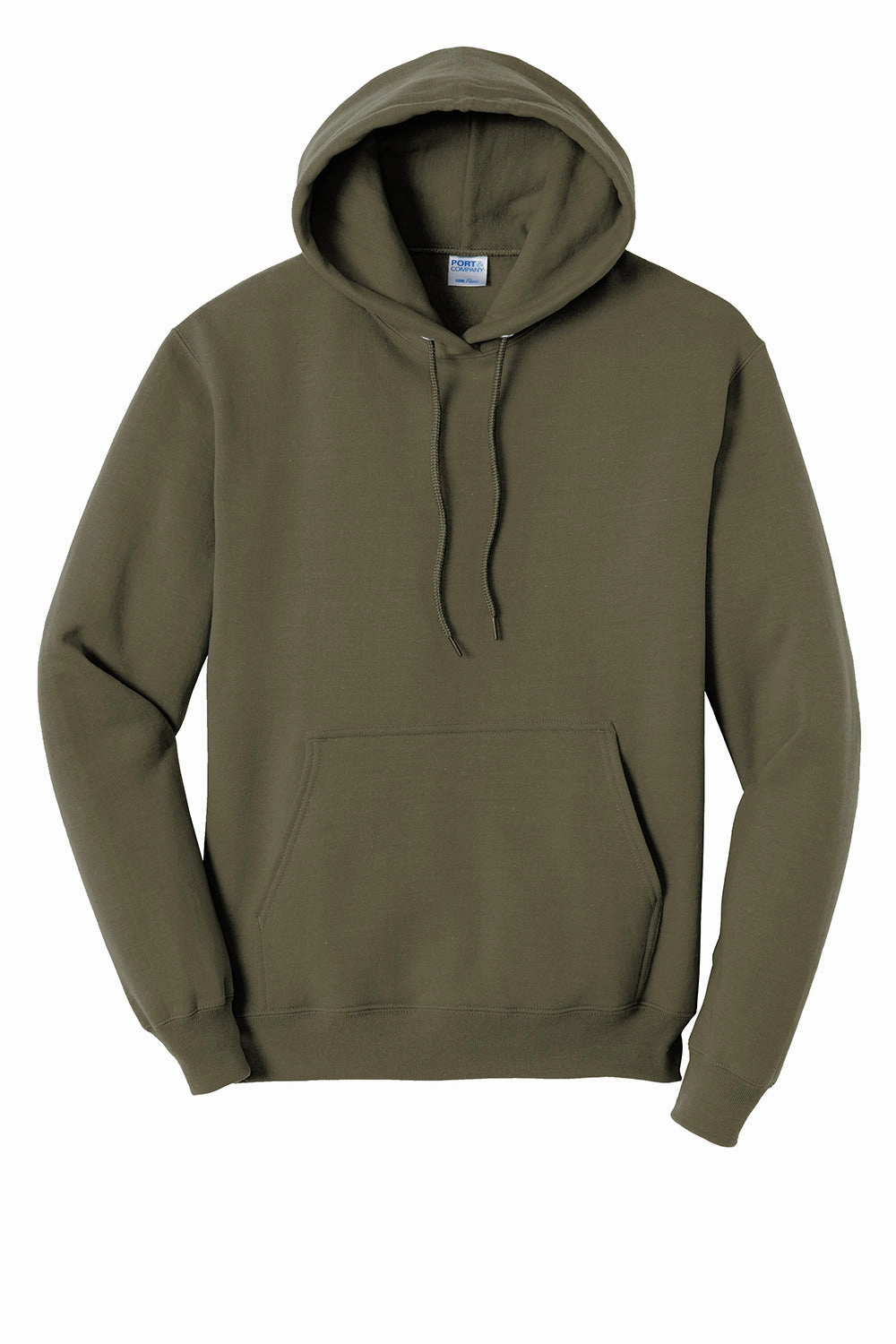 Port & Company Mens Core Pill Resistant Fleece Hooded Sweatshirt Hoodie w/ Pouch Pocket - Olive Drab Green