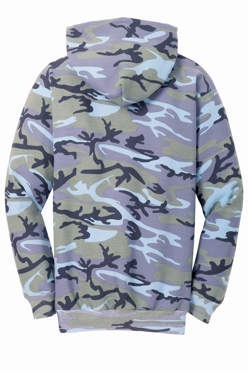 Port & Company Mens Core Pill Resistant Fleece Hooded Sweatshirt Hoodie w/ Pouch Pocket - Woodland Blue Camo