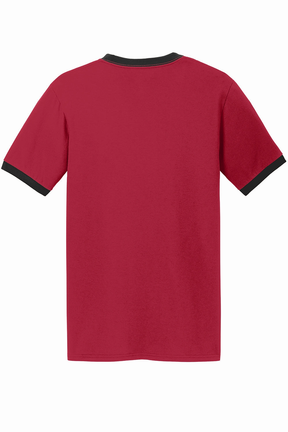 Port & Company Mens Core Ringer Short Sleeve Crewneck T-Shirt - Red/Jet Black
