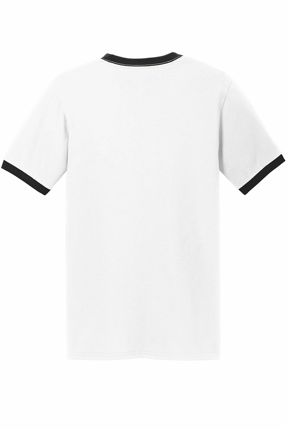 Port & Company Mens Core Ringer Short Sleeve Crewneck T-Shirt - White/Jet Black