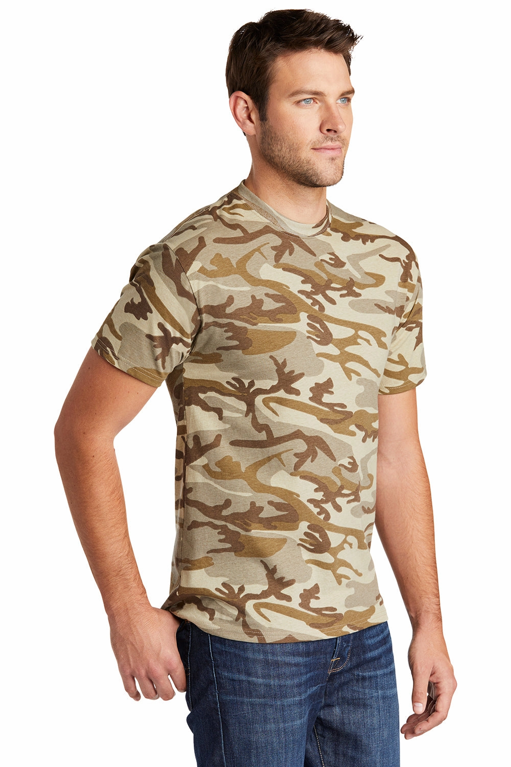 Port & Company Mens Core Short Sleeve Crewneck T-Shirt - Desert Camo