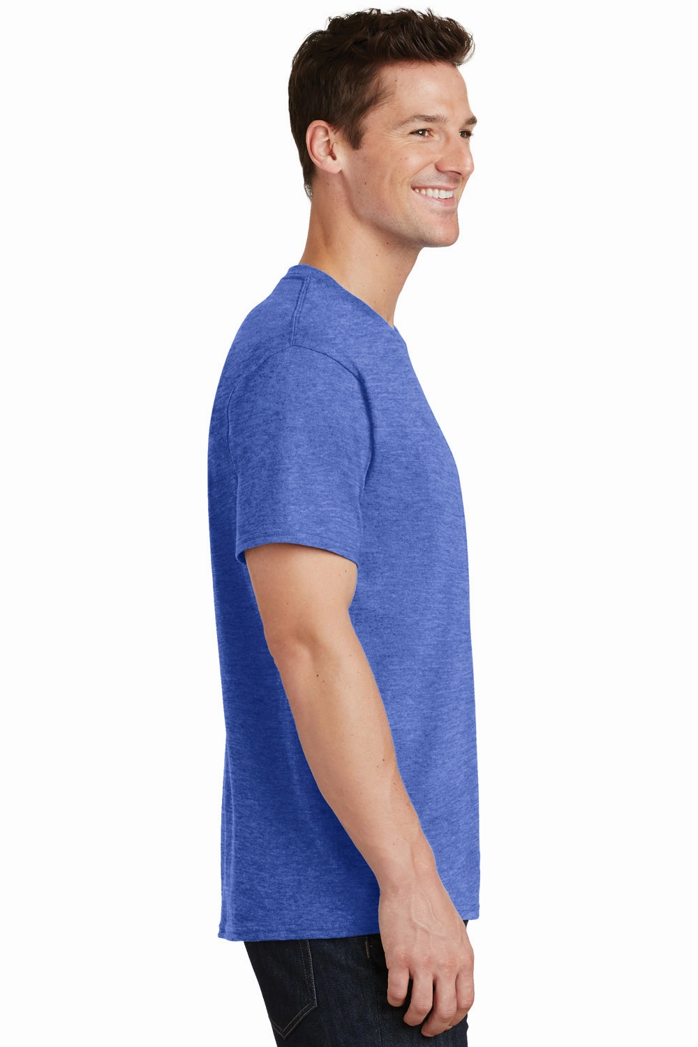 Port & Company Mens Core Short Sleeve Crewneck T-Shirt - Heather Royal Blue