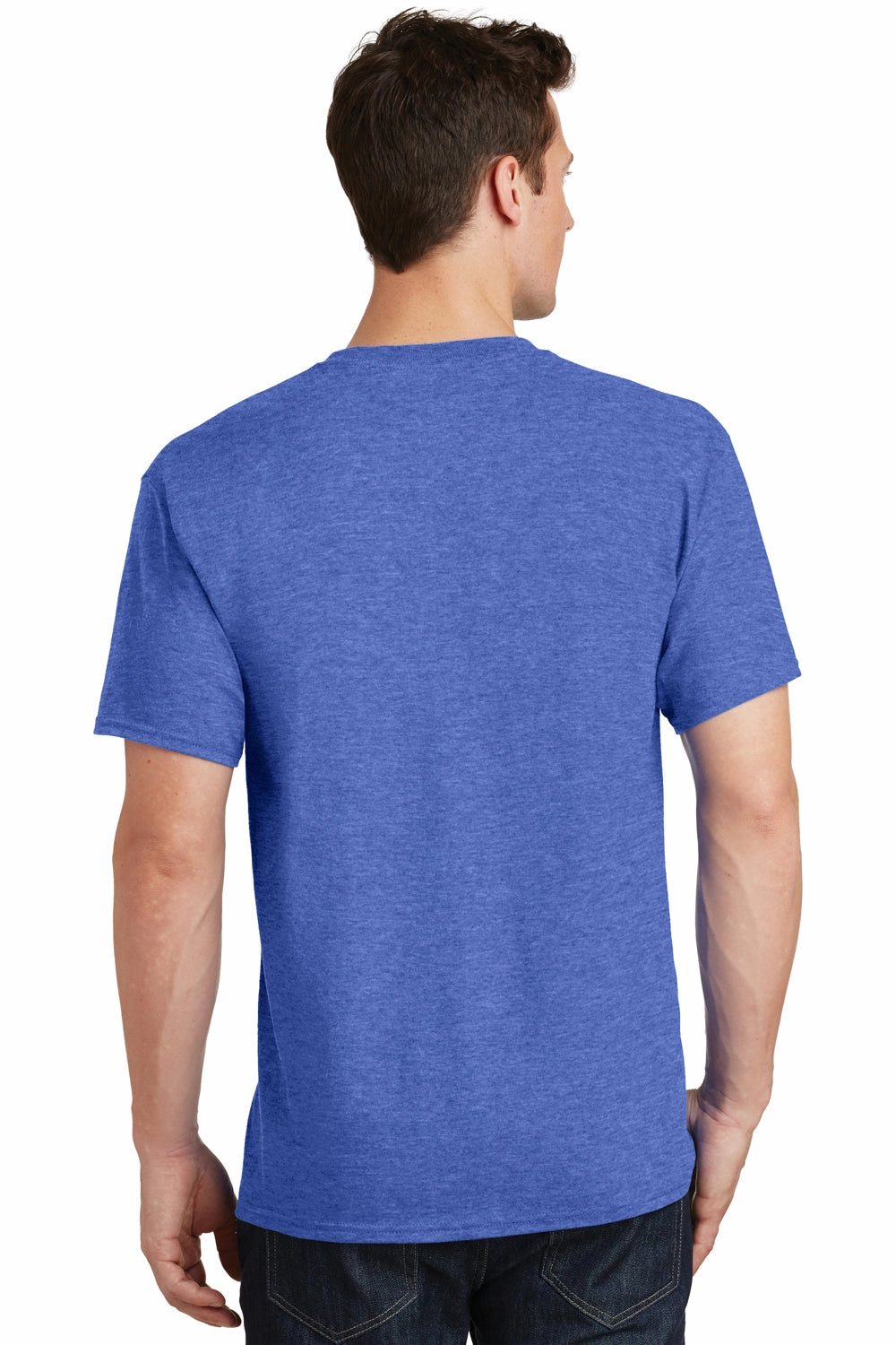 Port & Company Mens Core Short Sleeve Crewneck T-Shirt - Heather Royal Blue