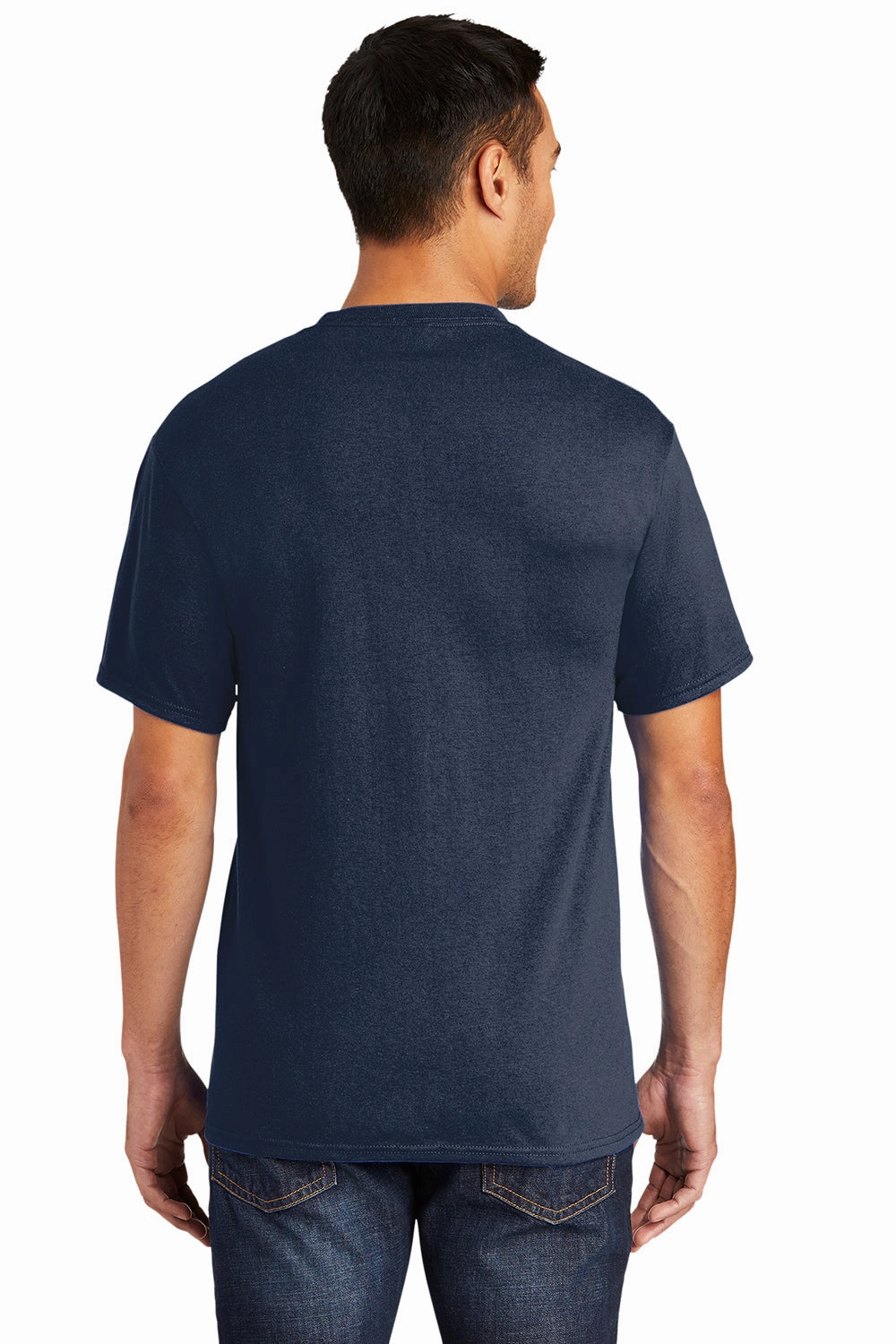 Port & Company Mens Core Short Sleeve Crewneck T-Shirt w/ Pocket - Navy Blue