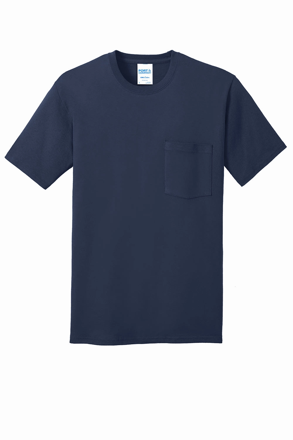 Port & Company Mens Core Short Sleeve Crewneck T-Shirt w/ Pocket - Navy Blue