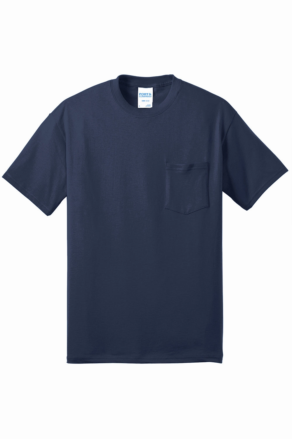 Port & Company Mens Core Short Sleeve Crewneck T-Shirt w/ Pocket - Navy Blue