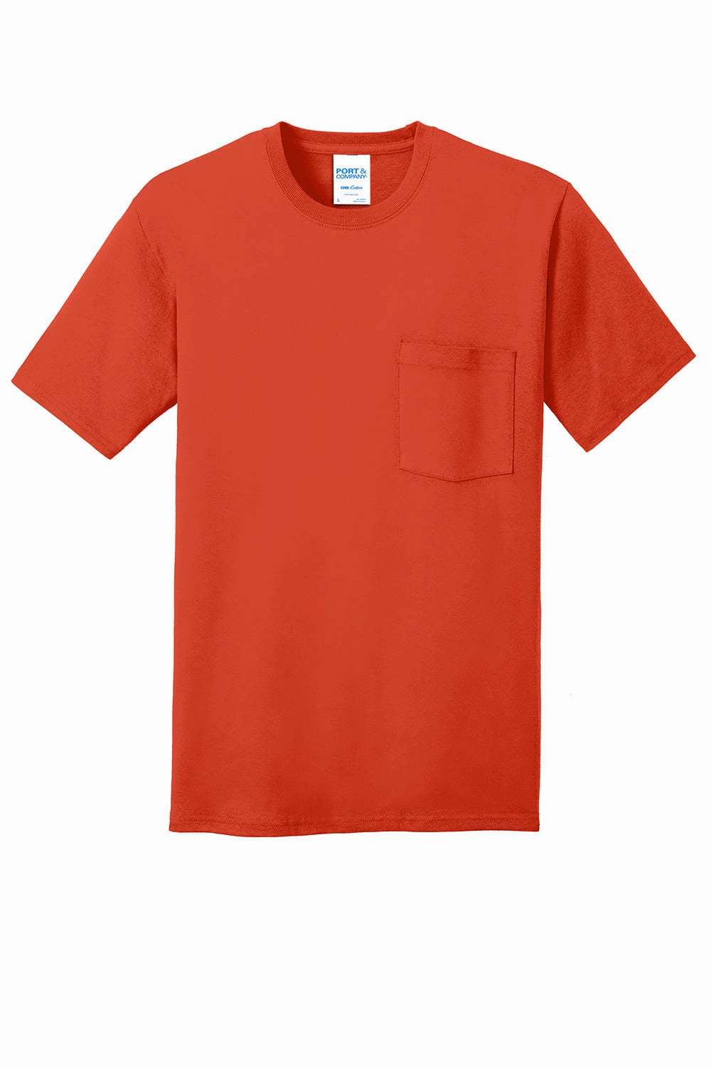 Port & Company Mens Core Short Sleeve Crewneck T-Shirt w/ Pocket - Orange